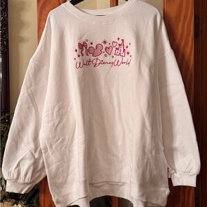 NWT Disney White and Pink Walt Disney World Castle & Hearts Sweater